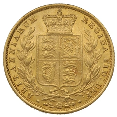 1857 Gold Sovereign Coin Queen Victoria Young Head Shield Back