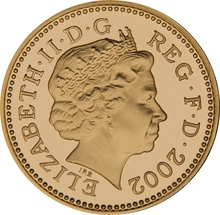 2002 Proof Gold £1 Pound Coin Three Lions