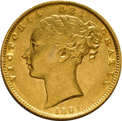 1881 Gold Sovereign Coin Queen Victoria Young Head Shield Back Sydney NGC AU55