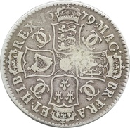 1679 Silver Half Crown Coin Charles II Fine