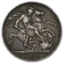 1890 Silver Crown Coin Queen Victoria