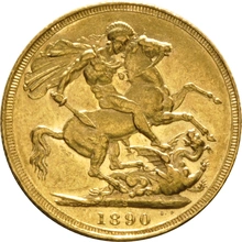 1890 Gold Sovereign Coin Queen Victoria Jubilee Head Sydney PCGS AU58
