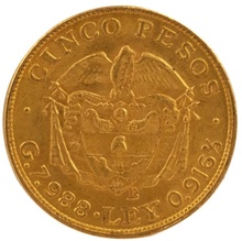 Colombian 5 Pesos Gold Coin