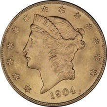 1904 $20 Gold Coin Double Eagle Liberty Head San Francisco NGC MS64