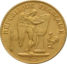 French 20 Francs Gold Coin Guardian Angel
