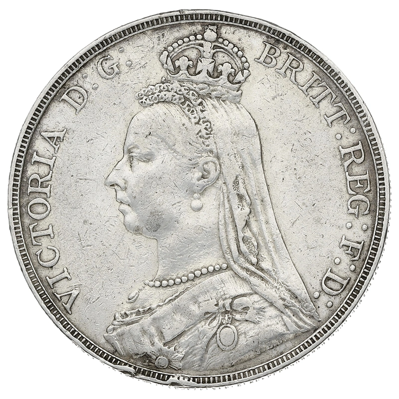 1889 Silver Crown Coin Queen Victoria Good Fine