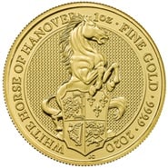 2020 1oz White Horse of Hanover Gold Coin Queen's Beasts PCGS MS69