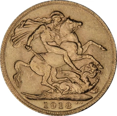 1918 Gold Sovereign Coin George V Canada PCGS MS62