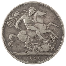 1890 Silver Crown Coin Queen Victoria Jubilee Head Fine