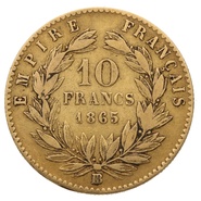1865 10 French Francs Napoleon III Laureate Head – Large BB