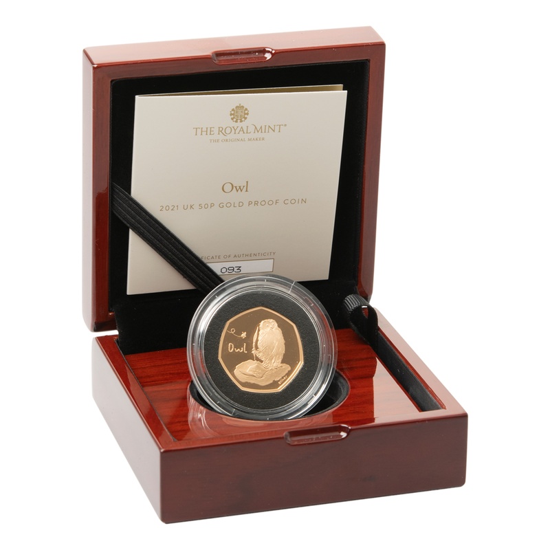 2021 Proof 50p Gold Coin Owl Boxed