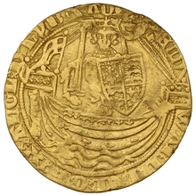 1361-1369 Gold Half Noble Coin Edward III Calais Mint