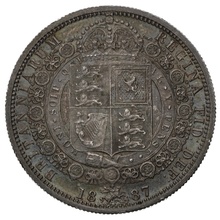 1887 Silver Half Crown Coin Queen Victoria