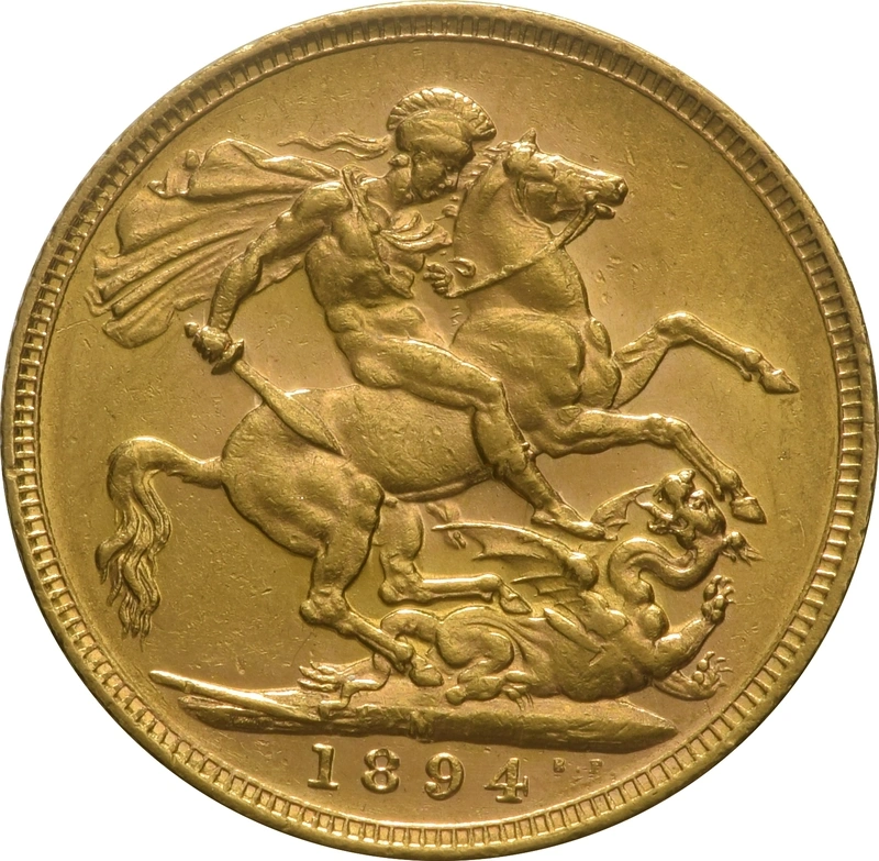 1894 Gold Sovereign Coin Queen Victoria Old Head Melbourne PCGS AU58