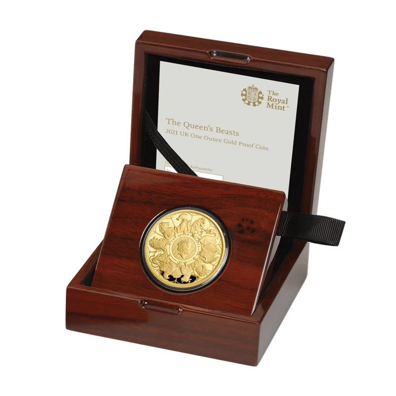 2021 1oz Completer Gold Coin Queen's Beasts Proof Boxed