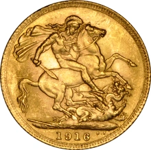 1916 Gold Sovereign Coin George V NGC MS64
