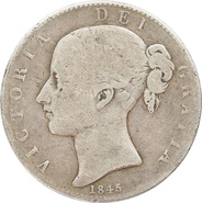 1845 Victoria Young Head Silver Crown - Fine