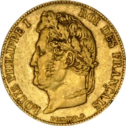 French 20 Francs Gold Coin Louis-Philippe Laureate Head