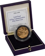 1994 Proof 50p Gold Coin D-Day Commemorative Boxed
