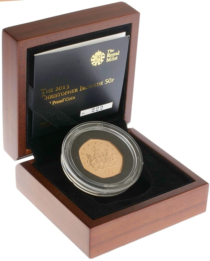 2013 Proof 50p Gold Coin Christopher Ironside Boxed