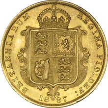 1887 Gold Half Sovereign Queen Victoria Jubilee Head Shield Back NGC MS64