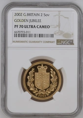 2002 Proof £2 Coin Gold Double Sovereign NGC PF70