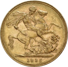 1885 Gold Sovereign Coin Queen Victoria Young Head Sydney