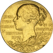 1897 Victoria Diamond Jubilee Gold Medal 26mm BHM-3506 NGC AU53