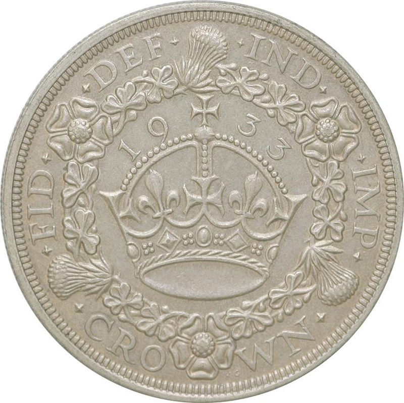 1933 Proof Silver Crown Coin George V Christmas Crown Good Very Fine