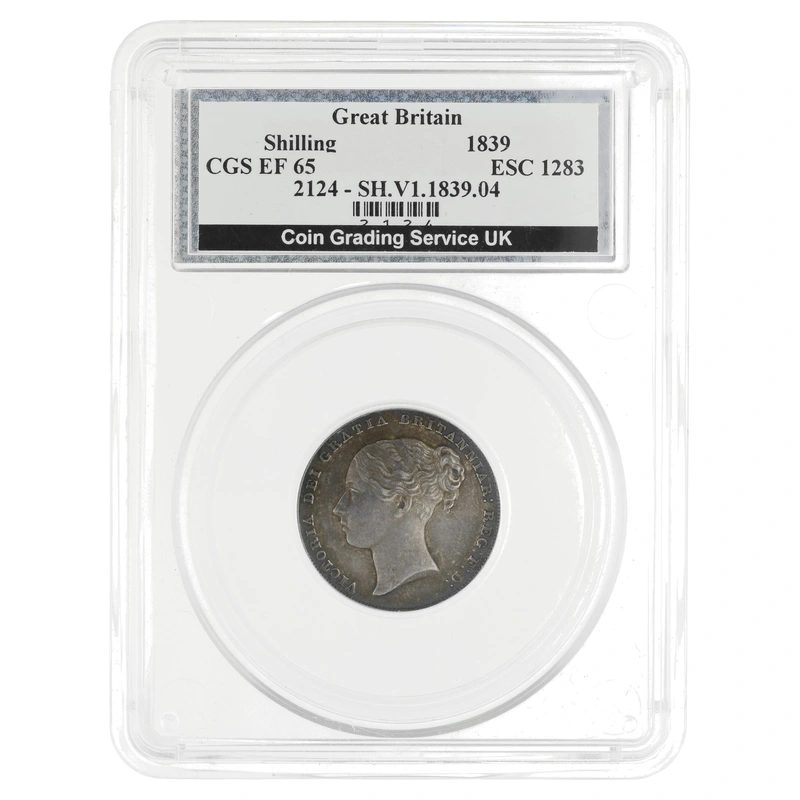 1839 Silver Shilling Coin CGS EF65
