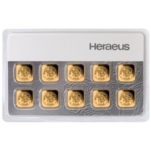 Heraeus MultiCard 10 x 1 Gram Gold Bar