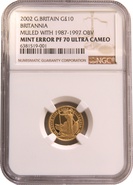 2002 Tenth Ounce Proof Britannia Gold Coin Maklouf Mule Mint Error NGC PF70