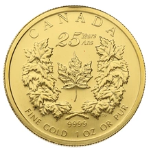 2004 Canadian Maple Leaf Gold Coin 1oz 25th Anniversary