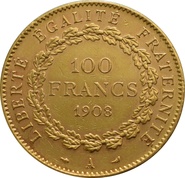 French 100 Francs Gold Coin Guardian Angel