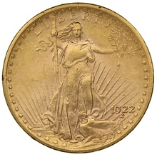 1922 $20 Gold Coin Double Eagle St Gaudens Head Philadelphia