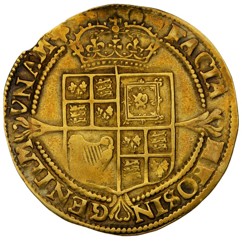 1624 Laurel Gold Coin James I Hammered mm trefoil