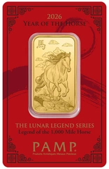 1oz Gold Bar 2026 Year of the Horse PAMP