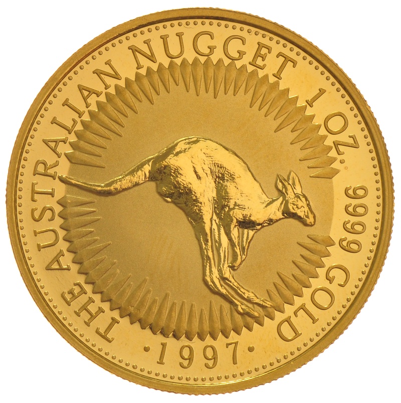 1997 Australian Kangaroo Gold Nugget Coin 1oz