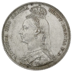 1891 Silver Shilling Coin Queen Victoria
