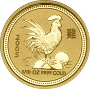 2005 Year of the Rooster Gold Coin 1/10oz Perth Mint Australian Lunar Series