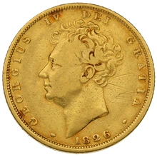 1826 Gold Sovereign George IV Bare Head