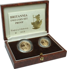 1989 Proof Gold Britannia 2 Coin Set Boxed