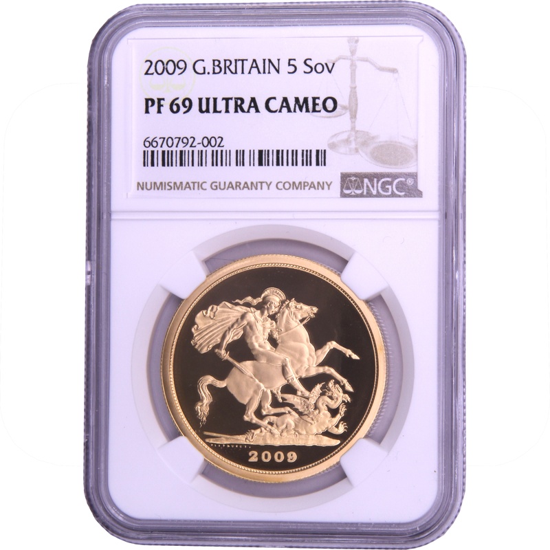 2009 Proof Gold £5 Coin Quintuple Sovereign NGC PF69