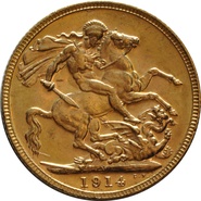 1914 Gold Sovereign Coin George V Melbourne