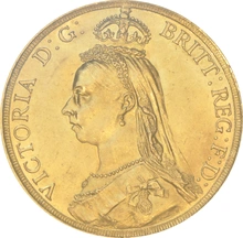 1887 £2 Coin Gold Double Sovereign Victoria Jubilee Head CGS75 UNC MS 62-63