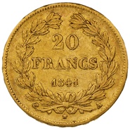 1841 20 French Francs - Louis-Philippe Laureate Head - A
