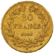 1841 20 French Francs - Louis-Philippe Laureate Head - A