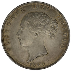 1840 Silver Half Crown Coin Queen Victoria