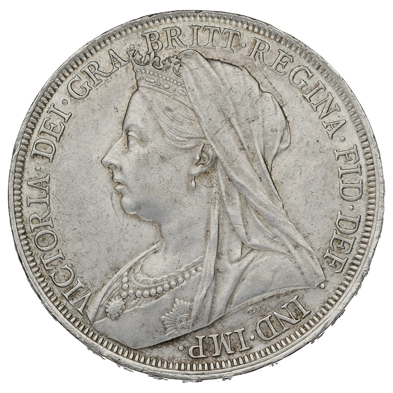 1897 Silver Crown Coin Queen Victoria Milled LXI