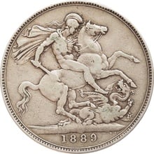 1889 Silver Crown Coin Queen Victoria Jubilee Head